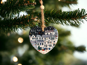 
                  
                    Load image into Gallery viewer, Robin Hood&amp;#39;s Bay Ceramic Heart Christmas Decoration
                  
                