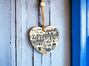 
                  
                    Load image into Gallery viewer, Robin Hood&amp;#39;s Bay Ceramic Heart Decoration
                  
                