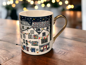 
                  
                    Load image into Gallery viewer, Bone China Robin Hood&amp;#39;s Bay Christmas Cottages Mug
                  
                