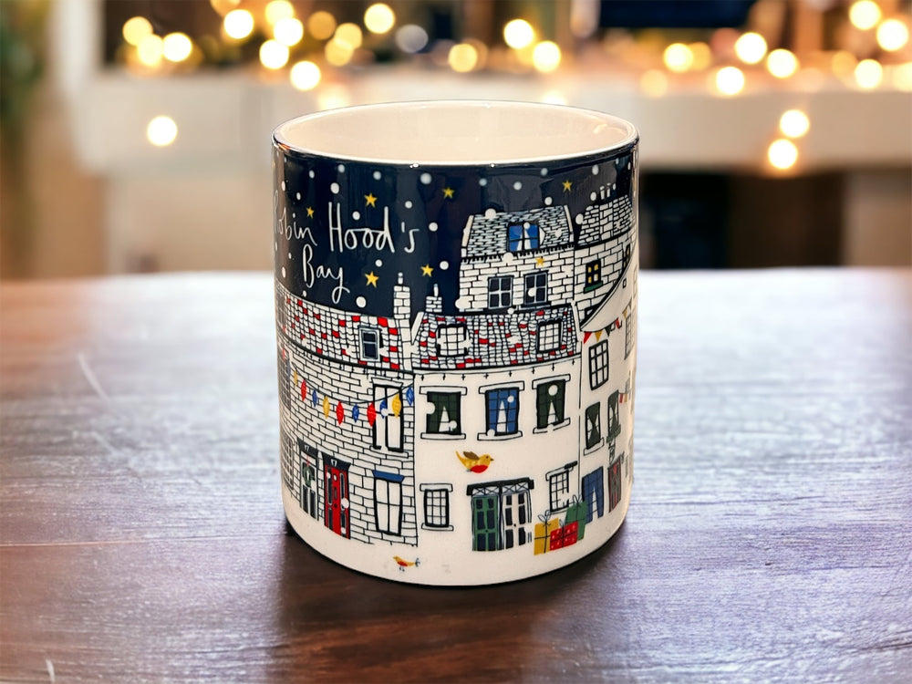 
                  
                    Load image into Gallery viewer, Bone China Robin Hood&amp;#39;s Bay Christmas Cottages Mug
                  
                