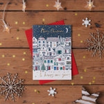 A cottages Christmas card from the Jessica Hogarth Shop in Robin Hood’s Bay.