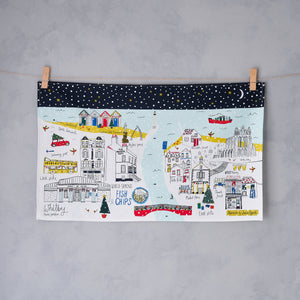 
                  
                    Load image into Gallery viewer, Winter Whitby Map Tea Towel
                  
                