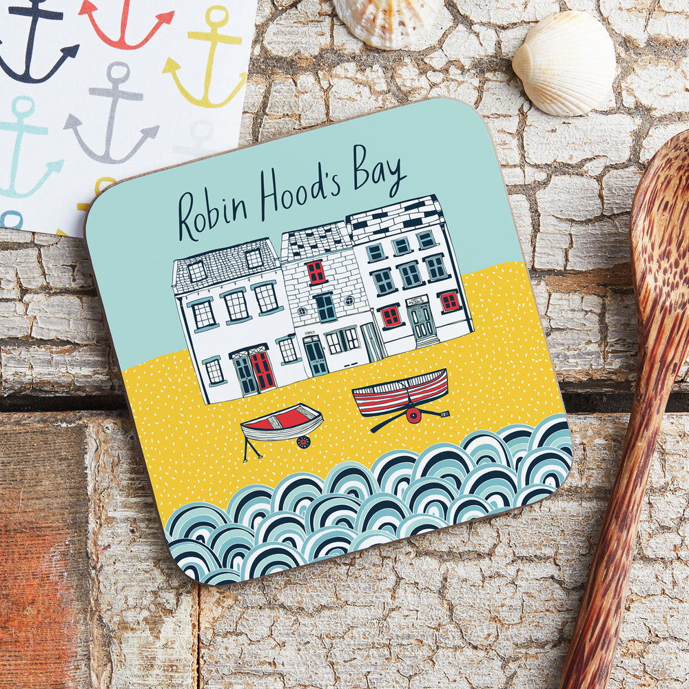 Robin Hood's Bay Life by the Sea Coaster - Yellow