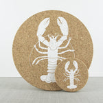 A cork lobster placemat and coaster