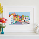 A Robin Hood’s Bay art print designed by Ilona Drew, for sale in the Jessica Hogarth Shop.
